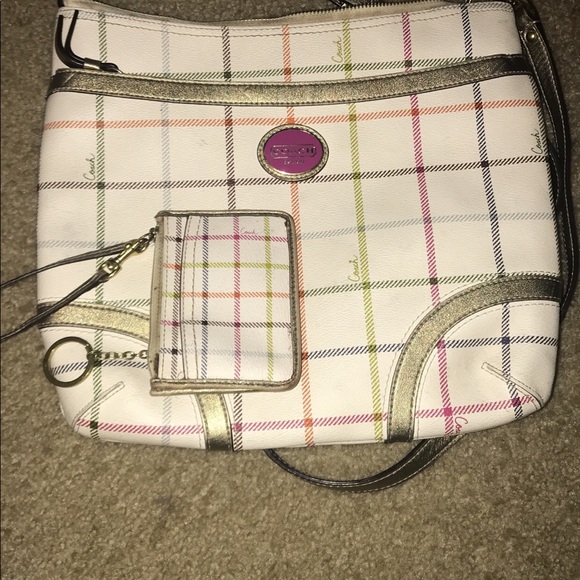 Multicolored checker striped crossbody Coach - Picture 1 of 2